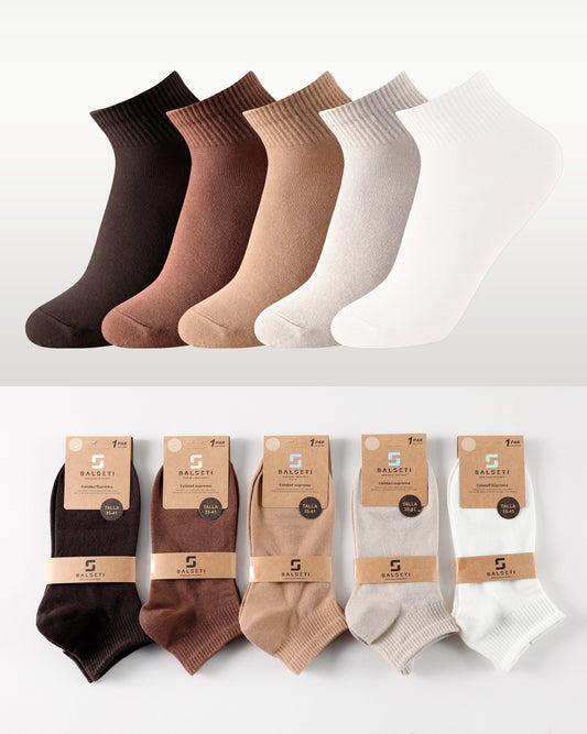 Calcetines de caña baja tipo básico talla de la 35 a la 45 modelo “Brown colorfull”