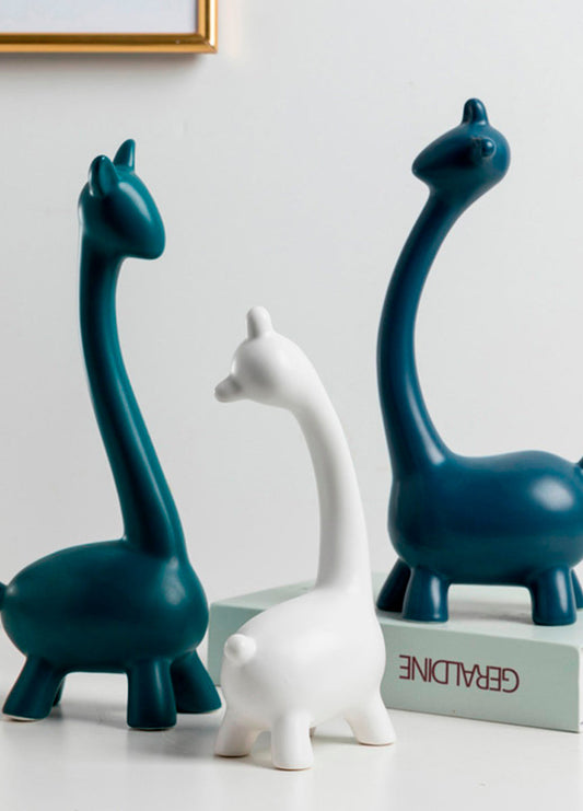 Conjunto de figuras de cerámica jirafas modernas cerámica de alta calidad blanco verde y azul marino