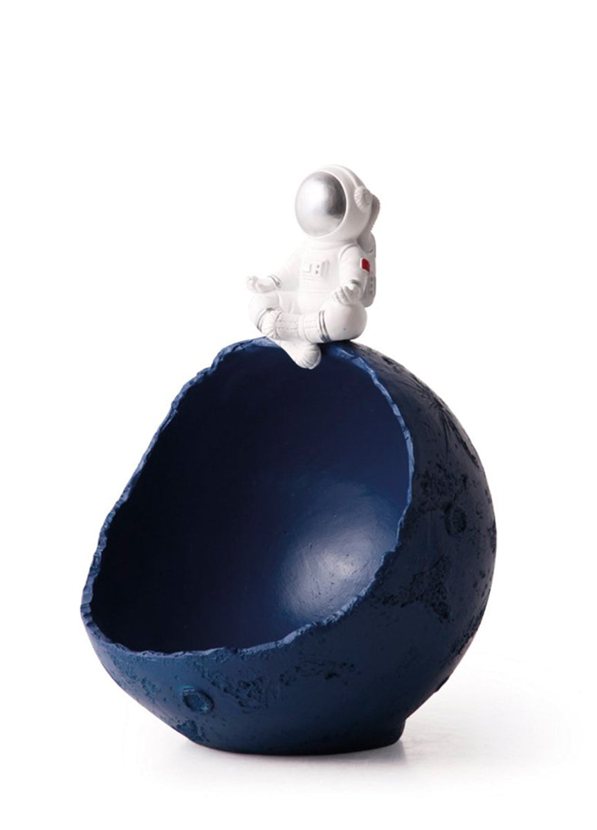 Figura de resina astronauta azul con cuenco bol amplio figura decorativa original